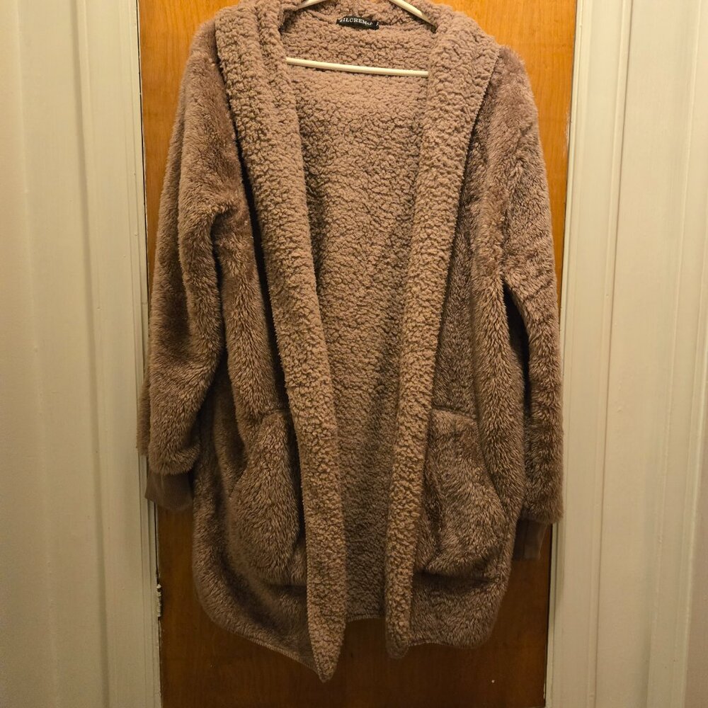 Hooded Fuzzy Cardigan (Open Front) - Unique Color… - image 3